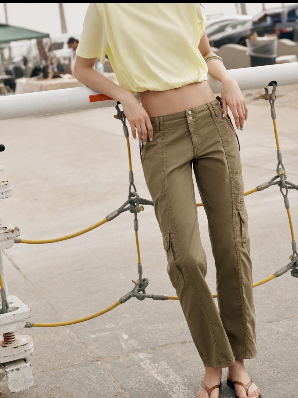 Zara Olive Green Straight-Leg Cargo Pants